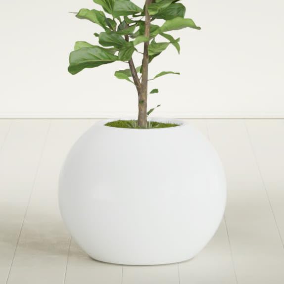 Greenline Nala Large Round Sphere Planter, Modern Fiberglass Indoor/Outdoor