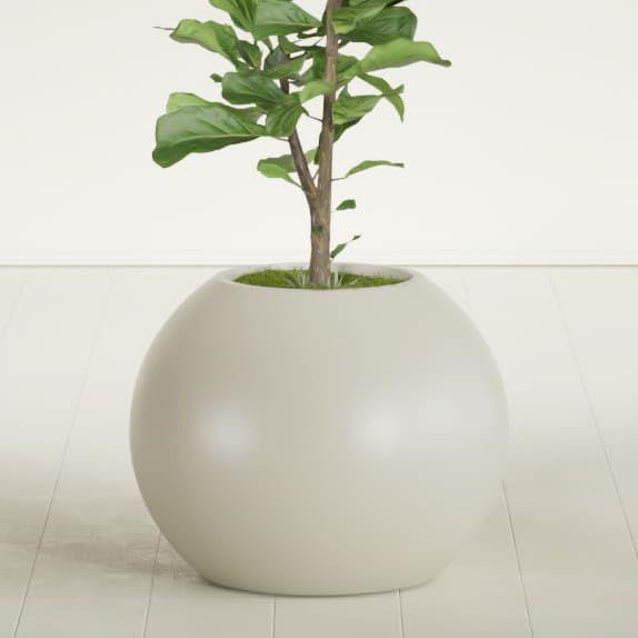 Greenline Nala Large Round Sphere Planter, Modern Fiberglass Indoor/Outdoor