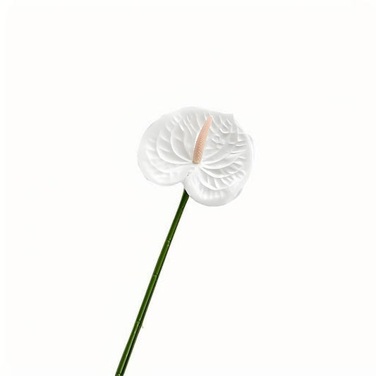 Bulk White Artificial Anthurium Flowers 24.4" Fake Tropical Greenery Stems Real Touch Faux Anthuriums Flowers for Vase Filler, Bouquets & Centerpieces, Home Decor