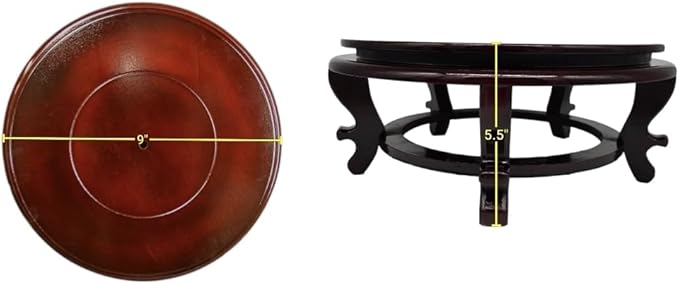 9" Wooden Rosewood Fishbowl Display Vase Stand Plant Pot Display Stand