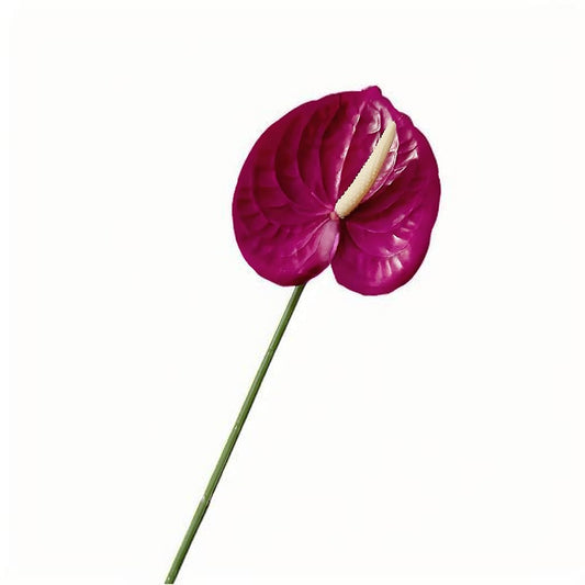 Bulk Fuchsia Purple Artificial Anthurium Flowers 24.4" Fake Tropical Greenery Stems Real Touch Faux Anthuriums Flowers for Vase Filler, Bouquets & Centerpieces, Home Decor