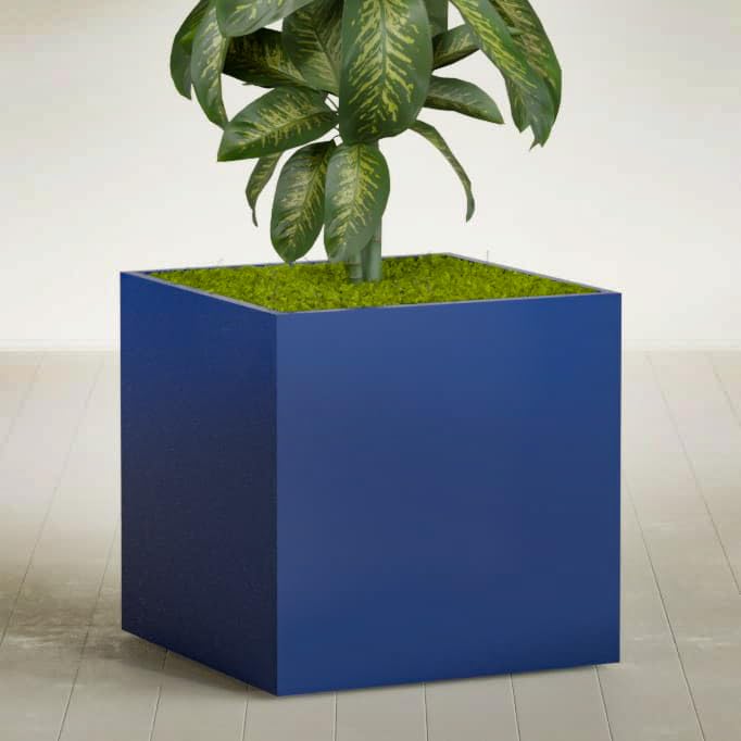 Greenline Jack Large Square Cube Fiberglass Planter, Modern Indoor/Outdoor