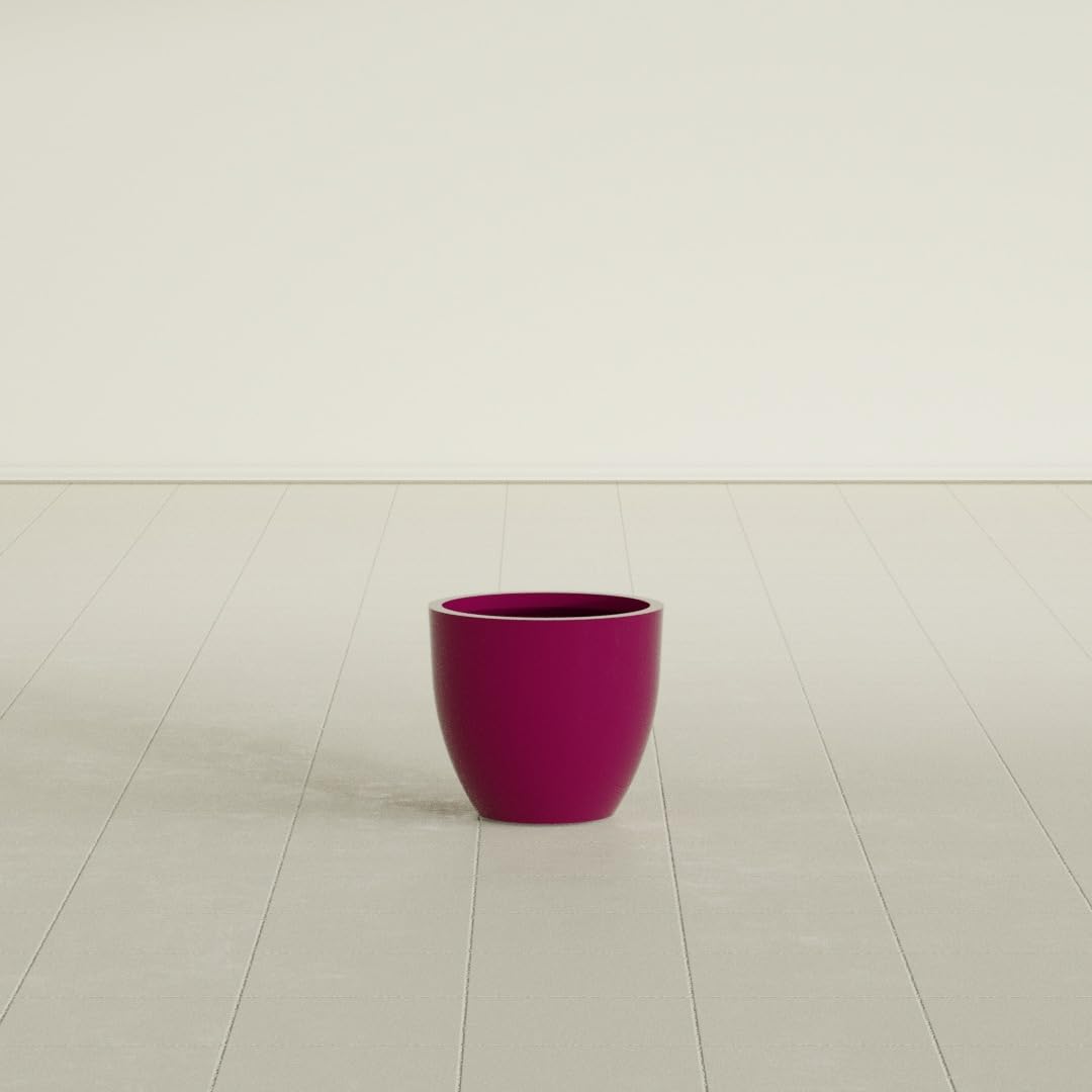 Greenline Lucy Large Round Fiberglass Planter, Tall Modern Indoor/Outdoor