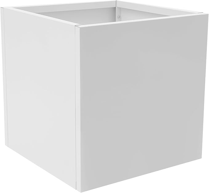 Steel Planter Box Metal Square Indoor Outdoor Planter Box for Outdoor Plants Large Planters Cube Heavy Duty Flower Pot Commercial Residential for Home Garden Deck Porch Patio (White, 20 x 20 x 20 in)