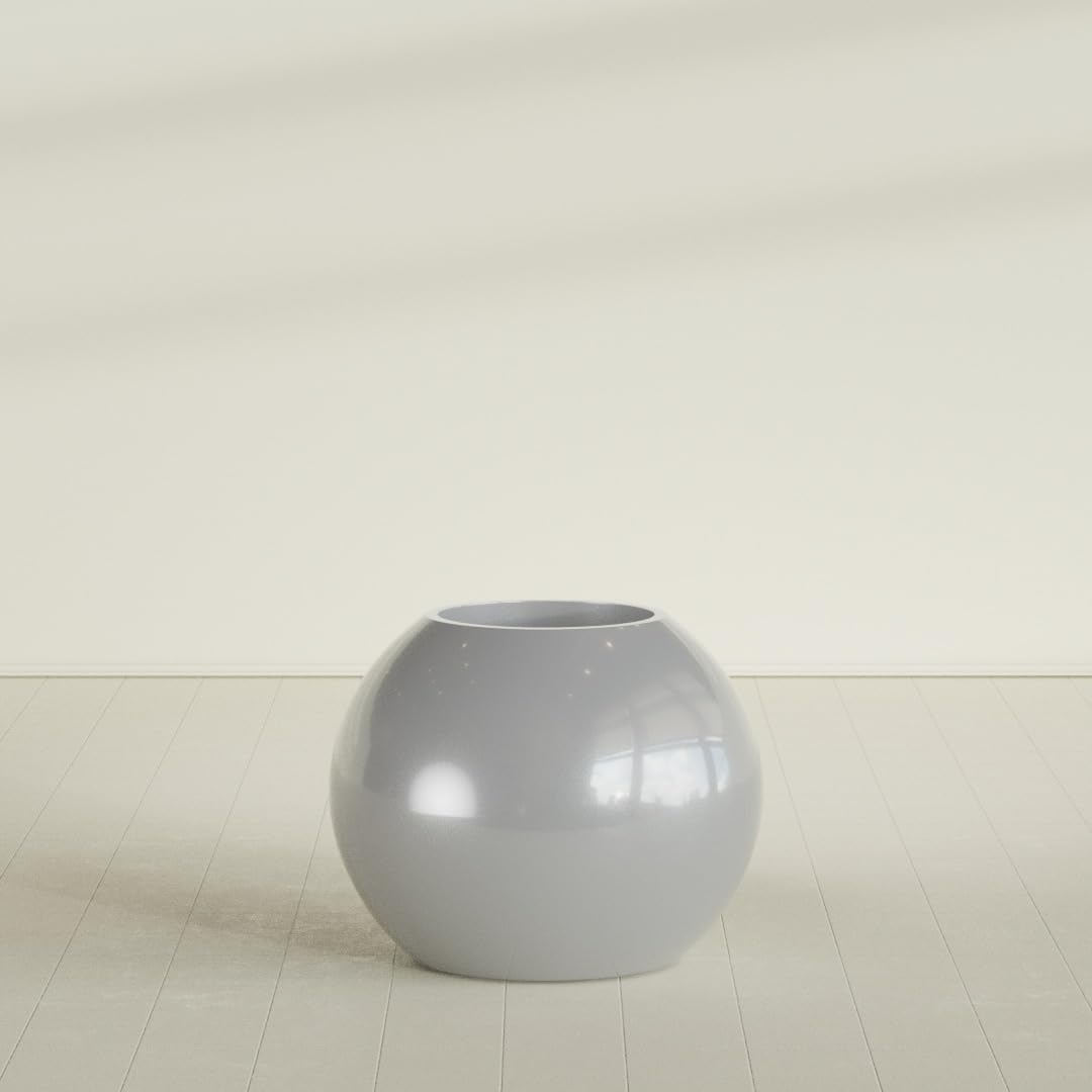 Greenline Nala Large Round Sphere Planter, Modern Fiberglass Indoor/Outdoor