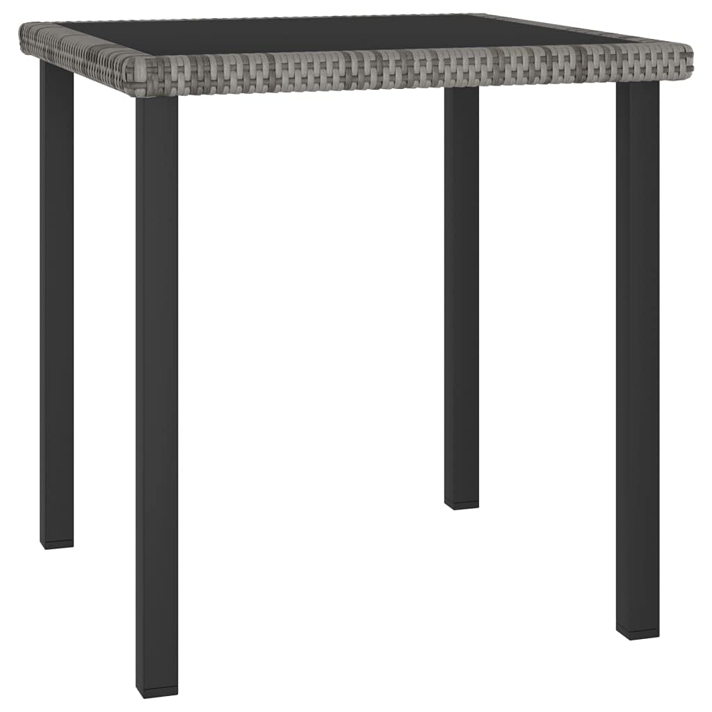 mtlskopl 3-Piece Rattan Outdoor Dining Set, Square Patio Bistro Table and 2 Cofty Chairs with Cushions, Space Saving Gray Wicker Conversation Set for Balcony, Porch and Small Space Backyard