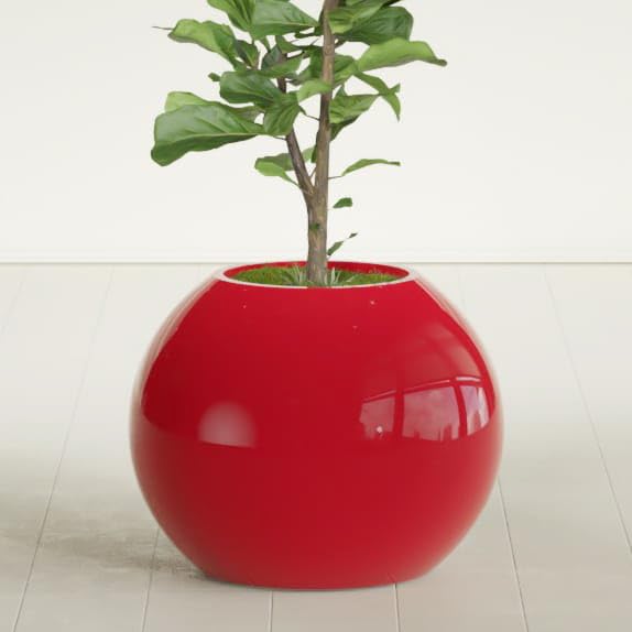 Greenline Nala Large Round Sphere Planter, Modern Fiberglass Indoor/Outdoor