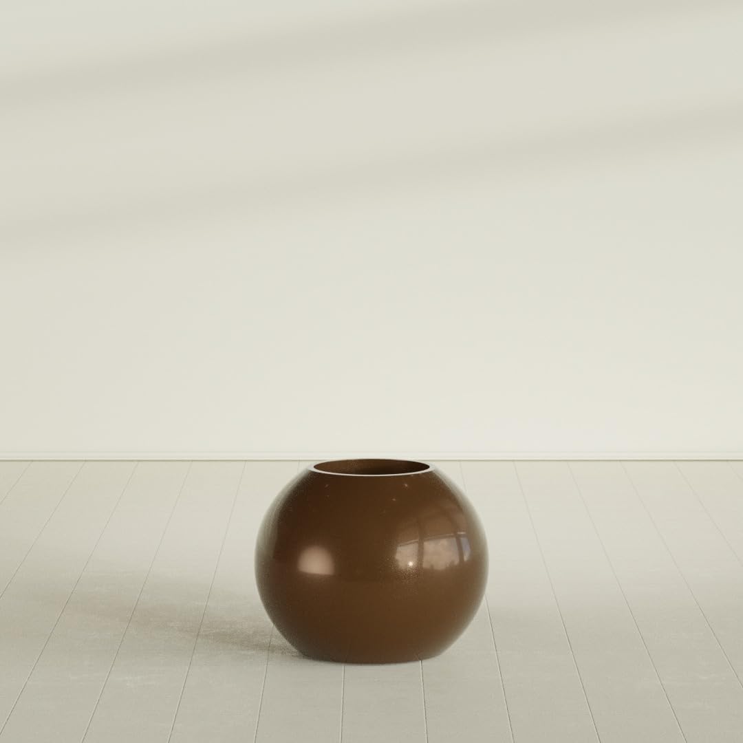 Greenline Nala Large Round Sphere Planter, Modern Fiberglass Indoor/Outdoor