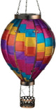 Regal Art & Gift Hot Air Balloon Solar Lantern – Hanging Solar-Powered LED Lights, Waterproof Portable Decorative Outdoor Lamp Made of Metal & Glass for Garden, Patios & Pathway – Stripe(X-Large)