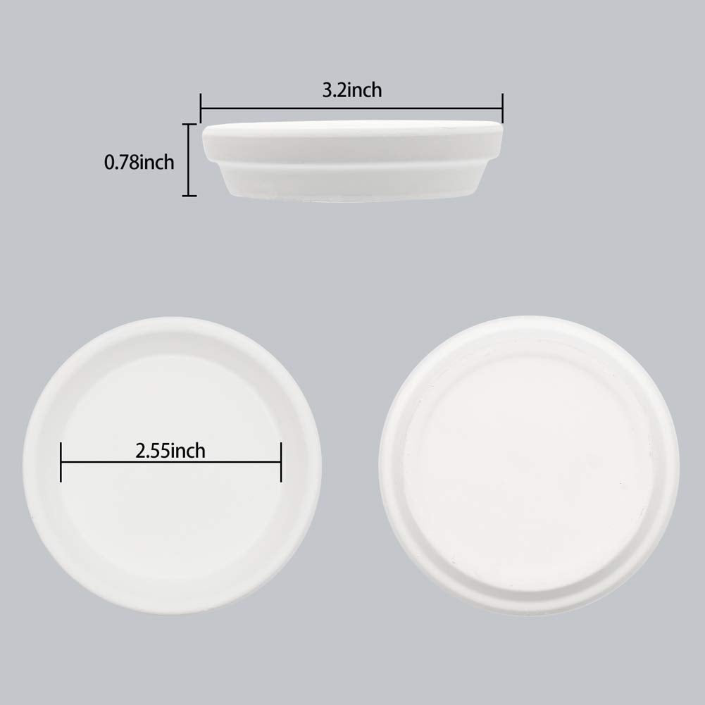 FCFKUK 24pcs Terra Cotta Saucer, 3.2-inch Small Mini Clay Pots Tray, Suitable for 3inch, 2.5inch, 2inch Succulents Nursery Pots(White)