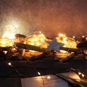 OakHaomie 6 Pack Fairy Lights Battery Operated No Remote LED Starry String Lights 30 Micro Starry LEDs on 10ft Copper Wire Light for DIY Wedding Centerpiece Table Decorations (Copper Warm White)