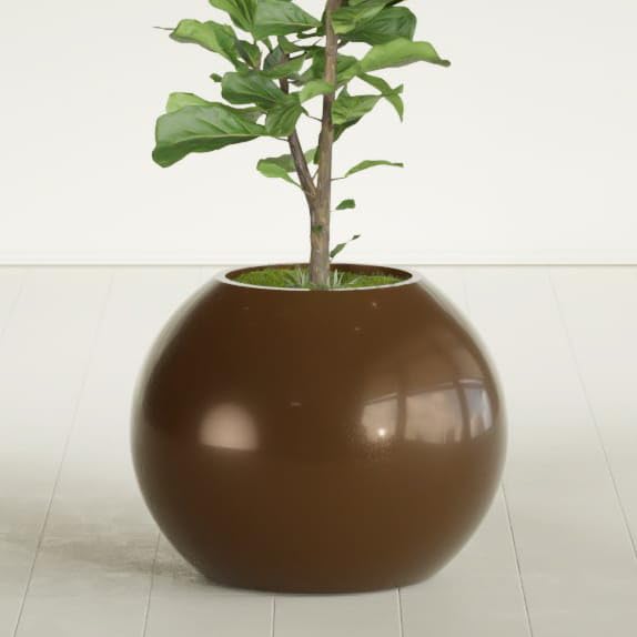Greenline Nala Large Round Sphere Planter, Modern Fiberglass Indoor/Outdoor