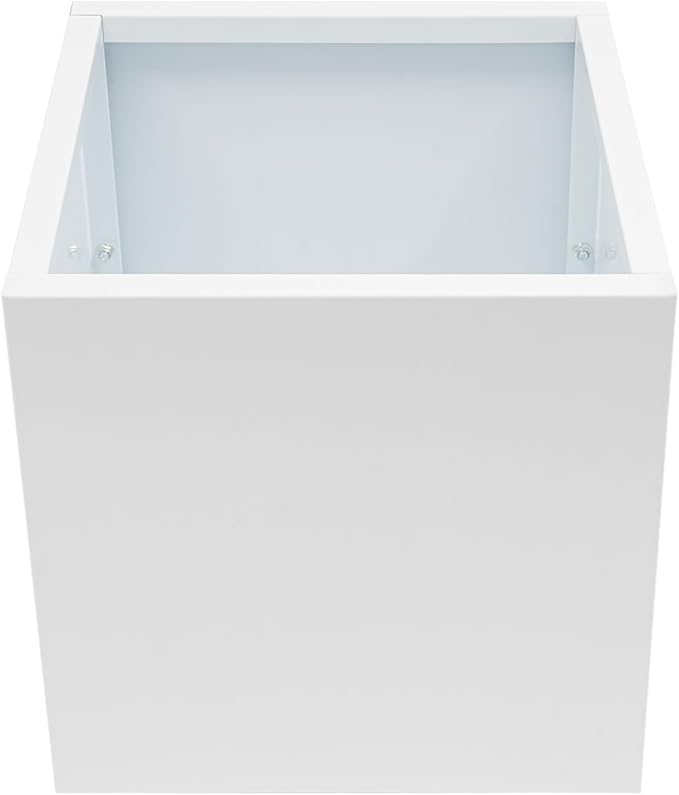 20 & 24 &17 Inch Square Steel Planter Box with Drainage - Modern Tall Cube Planters for Indoor & Outdoor Use,Large Contemporary Flower Pot for Patio, Garden, Deck & Houseplants (White, 17Inch)