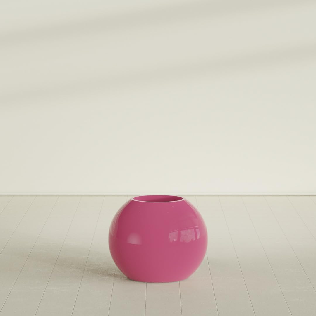 Greenline Nala Large Round Sphere Planter, Modern Fiberglass Indoor/Outdoor