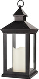 Bright Zeal 14" Tall Vintage Decorative Lantern with LED Pillar Candle - Outdoor Lantern Waterproof Lanterns - Black Lanterns with LED Candles