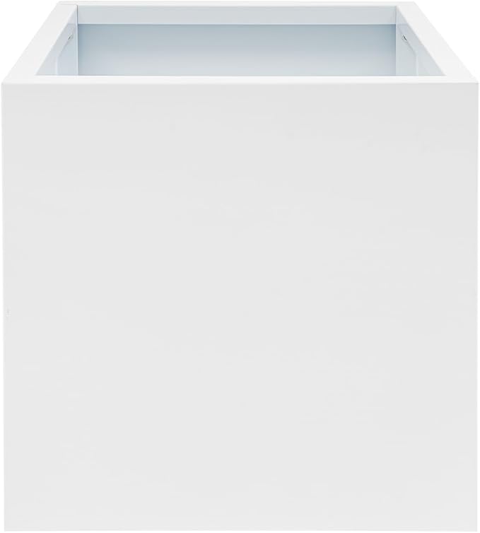 Steel Planter Box Metal Square Indoor Outdoor Planter Box for Outdoor Plants Large Planters Cube Heavy Duty Flower Pot Commercial Residential for Home Garden Deck Porch Patio (White, 17 x 17 x 18 in)