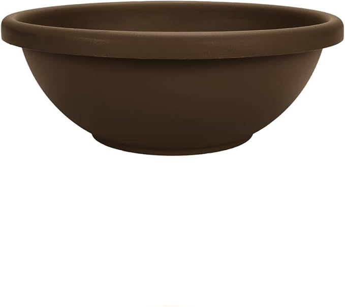 The HC Companies 20 Inch Large Garden Bowl Planter - Shallow Plant Pot with Drainage Plug for Indoor Outdoor Flowers, Herbs, Chocolate