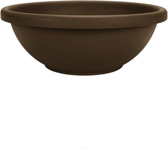 The HC Companies 20 Inch Large Garden Bowl Planter - Shallow Plant Pot with Drainage Plug for Indoor Outdoor Flowers, Herbs, Chocolate