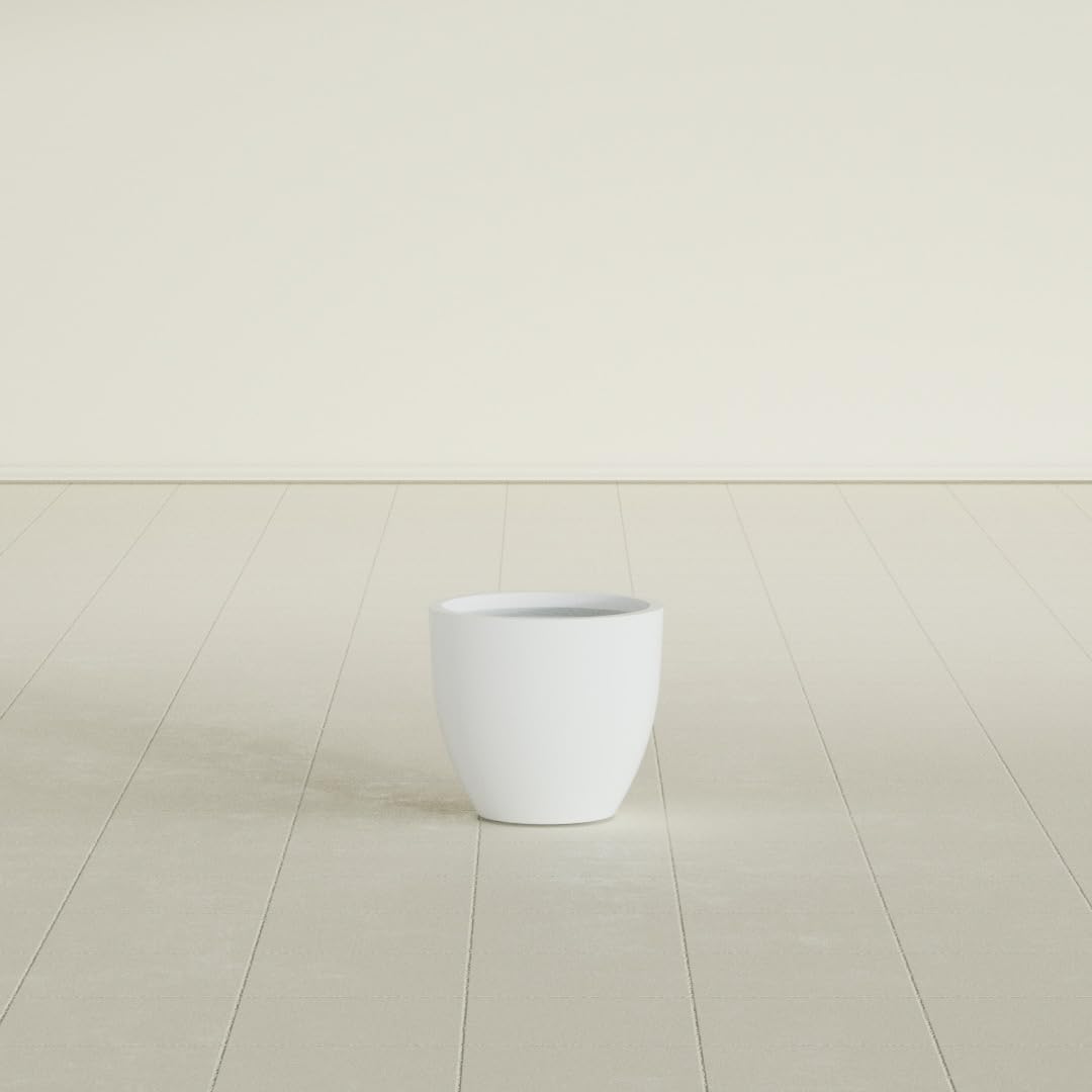 Greenline Lucy Large Round Fiberglass Planter, Tall Modern Indoor/Outdoor