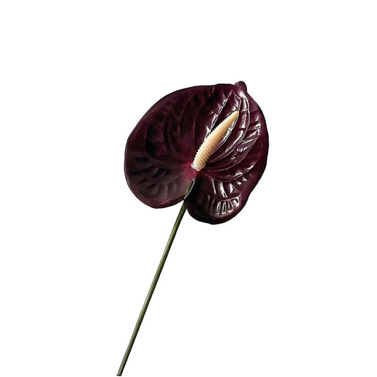 Bulk Black Red Artificial Anthurium Flowers 24.4" Fake Tropical Greenery Stems Real Touch Faux Anthuriums Flowers for Vase Filler, Bouquets & Centerpieces, Home Decor
