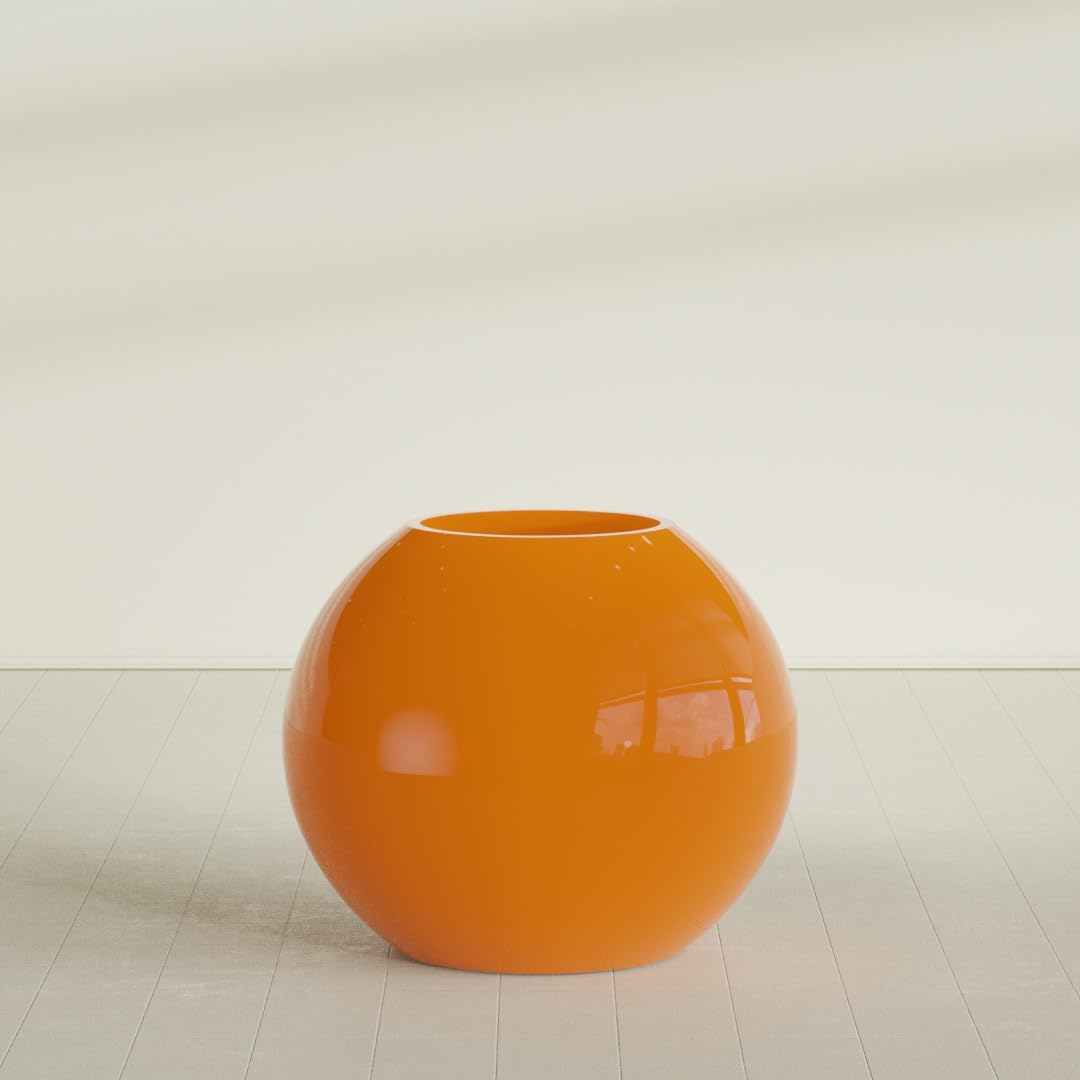 Greenline Nala Large Round Sphere Planter, Modern Fiberglass Indoor/Outdoor