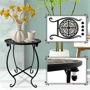 EKINIYAR Plant Stand Indoor Outdoor, Set of 2 Metal Plant Stand for Indoor Plants Iron Art Flower Pot Holder Stand Decoration Shelf Racks for Single Planter Use in Garden Patio Corner