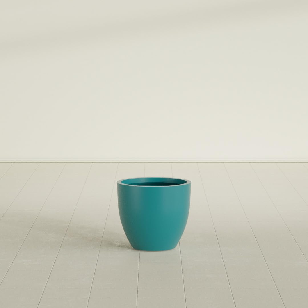Greenline Lucy Large Round Fiberglass Planter, Tall Modern Indoor/Outdoor