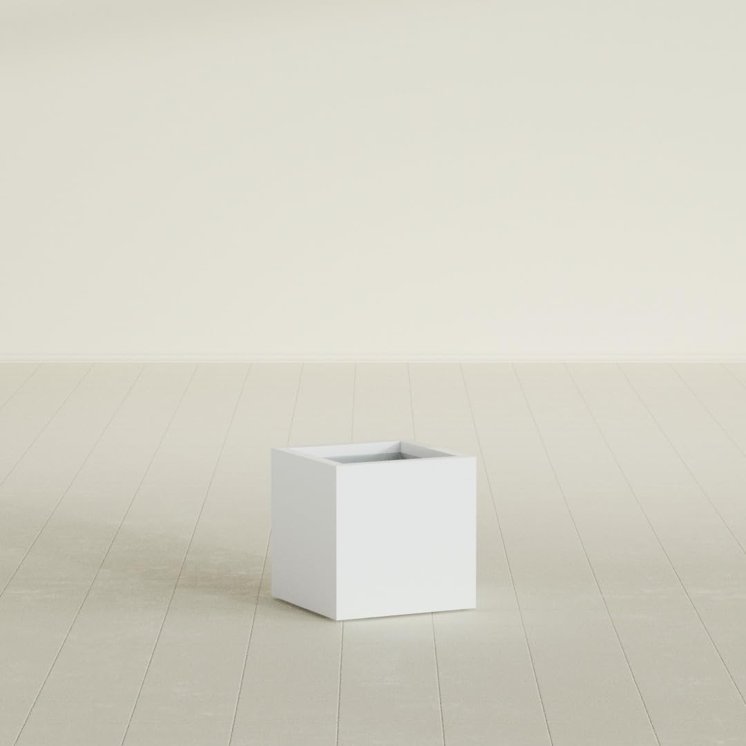 Greenline Jack Large Square Cube Fiberglass Planter, Modern Indoor/Outdoor
