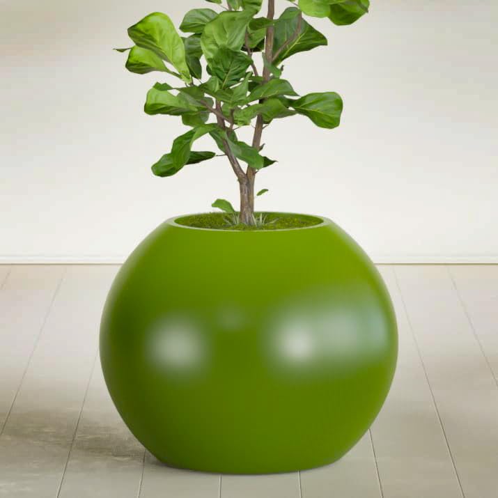 Greenline Nala Large Round Sphere Planter, Modern Fiberglass Indoor/Outdoor