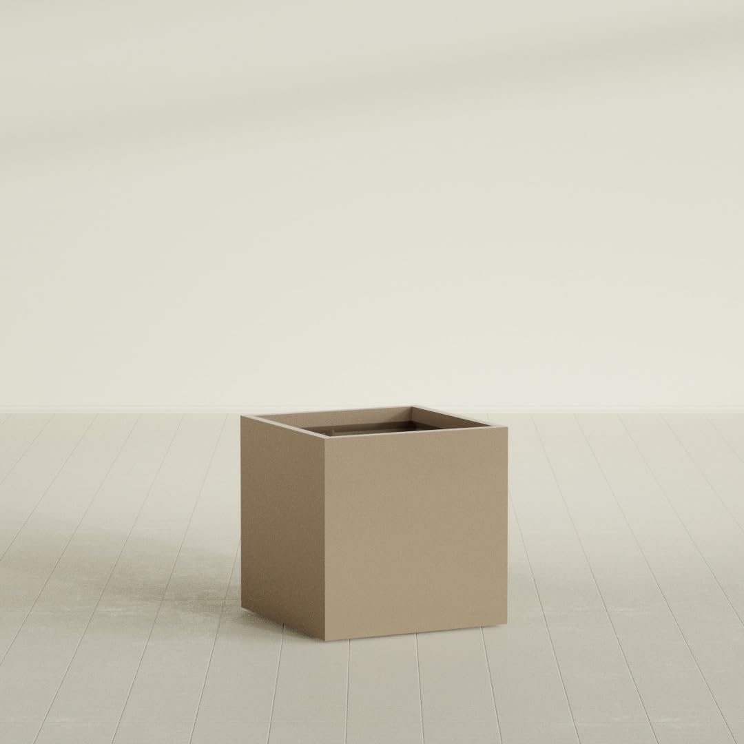 Greenline Jack Large Square Cube Fiberglass Planter, Modern Indoor/Outdoor