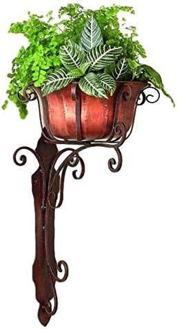 MY SWANKY HOME Elegant Faux Copper Bronze Wall Planter Ornate Scroll Flower Pot Outdoor Indoor