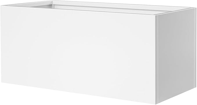GZGNEEVL White Steel Rectangular Planter Metal Outdoor Indoor Planter Box 31.5" L x 16" W x 16" H Galvanized Steel Large Rectangle Planters Modern Commercial Residential for Trees Patio Yard Garden