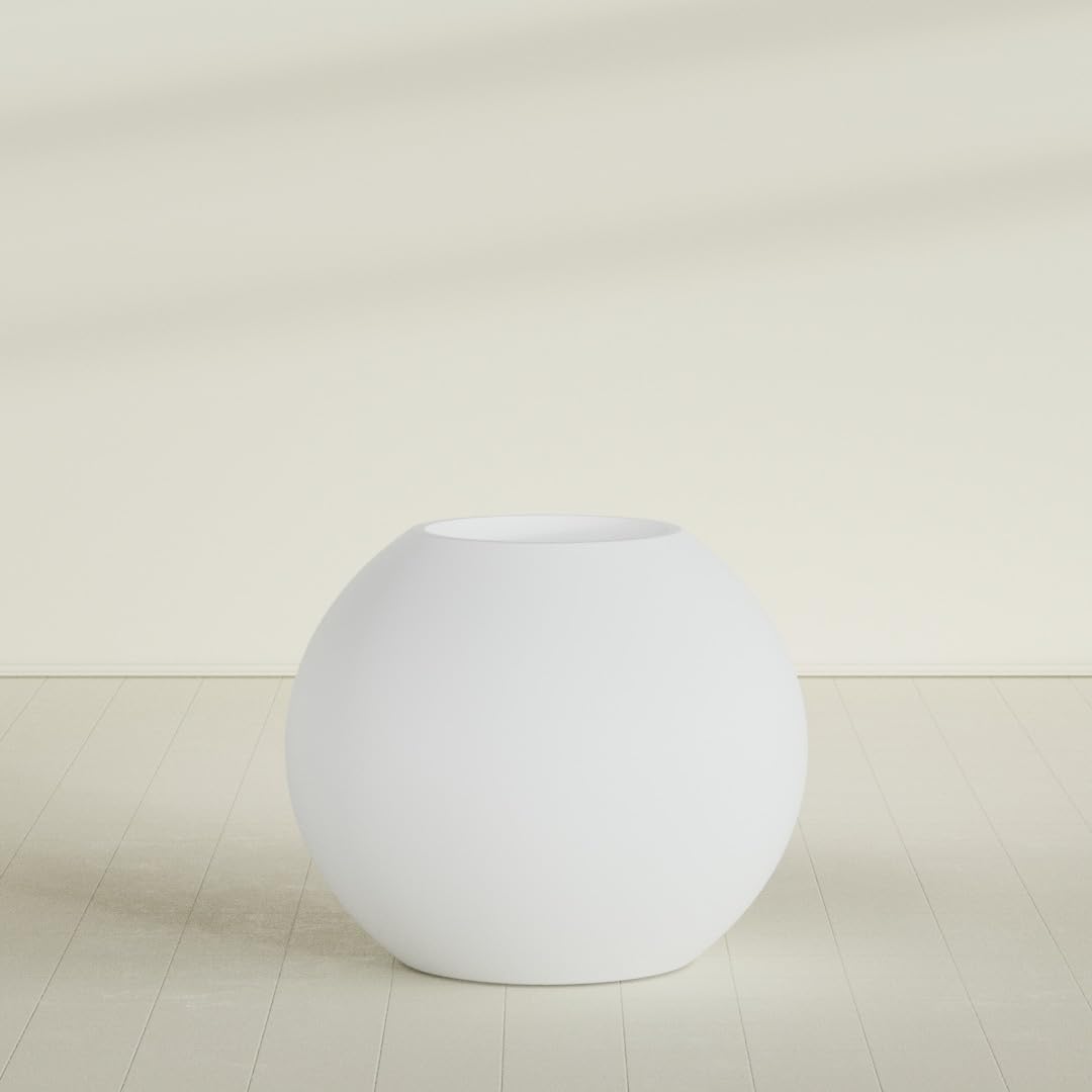 Greenline Nala Large Round Sphere Planter, Modern Fiberglass Indoor/Outdoor