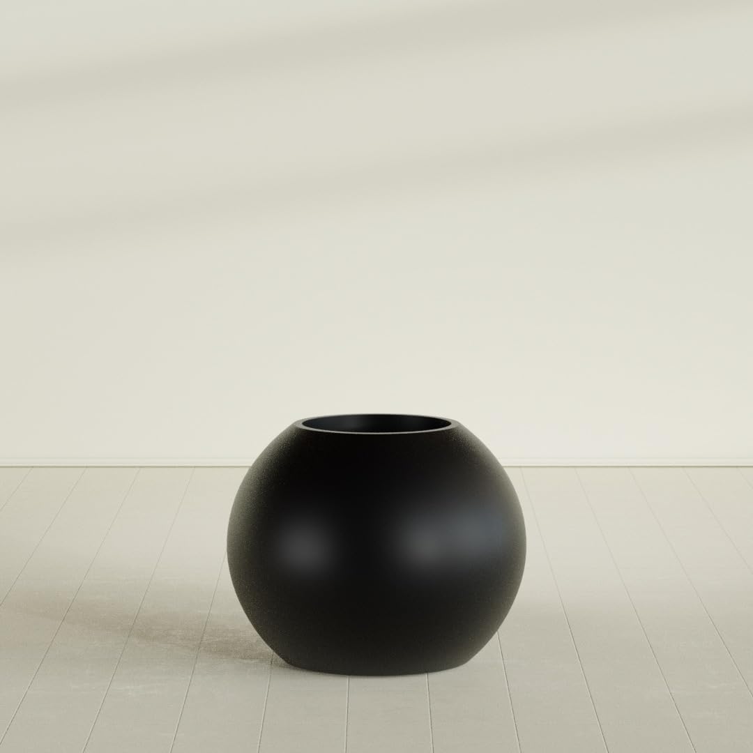 Greenline Nala Large Round Sphere Planter, Modern Fiberglass Indoor/Outdoor