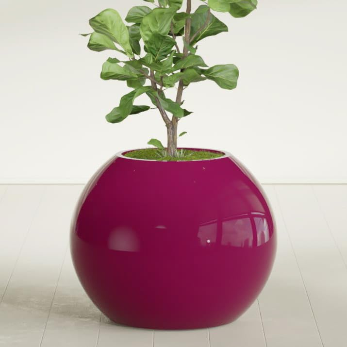 Greenline Nala Large Round Sphere Planter, Modern Fiberglass Indoor/Outdoor