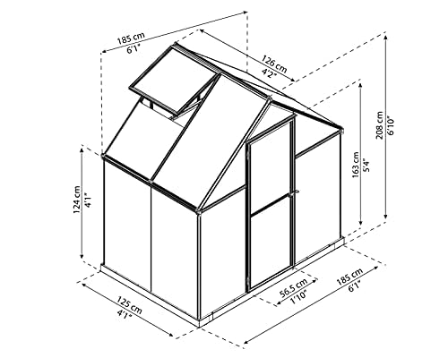 Palram - Canopia Mythos 6' x 4' Polycarbonate Aluminum Greenhouse, Silver