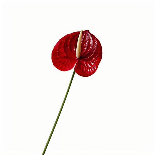 Bulk Red Artificial Anthurium Flowers 24.4" Fake Tropical Greenery Stems Real Touch Faux Anthuriums Flowers for Vase Filler, Bouquets & Centerpieces, Home Decor