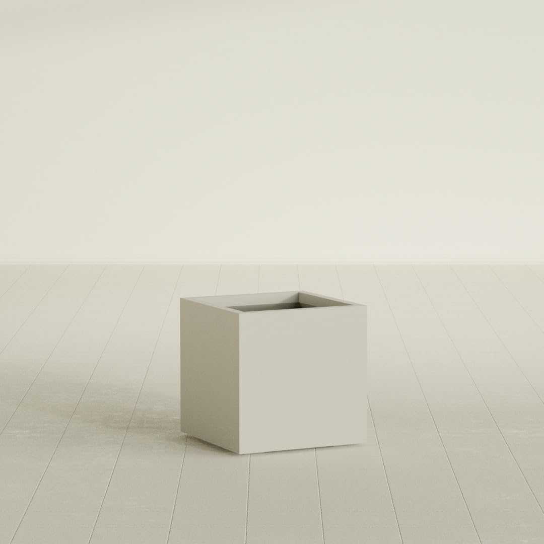 Greenline Jack Large Square Cube Fiberglass Planter, Modern Indoor/Outdoor