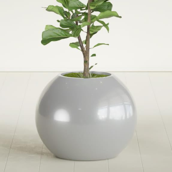 Greenline Nala Large Round Sphere Planter, Modern Fiberglass Indoor/Outdoor