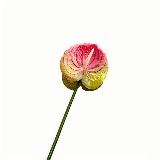 Bulk Fuchsia Yellow Artificial Anthurium Flowers 24.4" Fake Tropical Greenery Stems Real Touch Faux Anthuriums Flowers for Vase Filler, Bouquets & Centerpieces, Home Decor