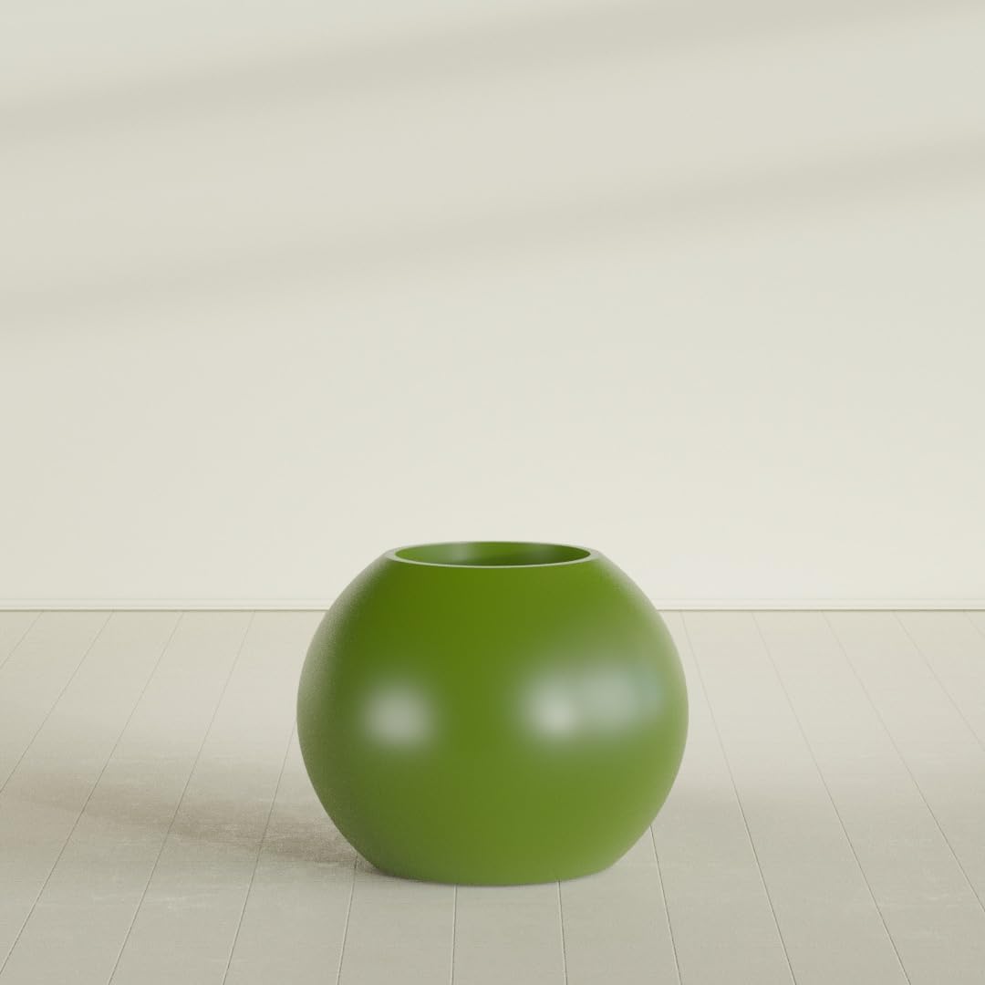 Greenline Nala Large Round Sphere Planter, Modern Fiberglass Indoor/Outdoor