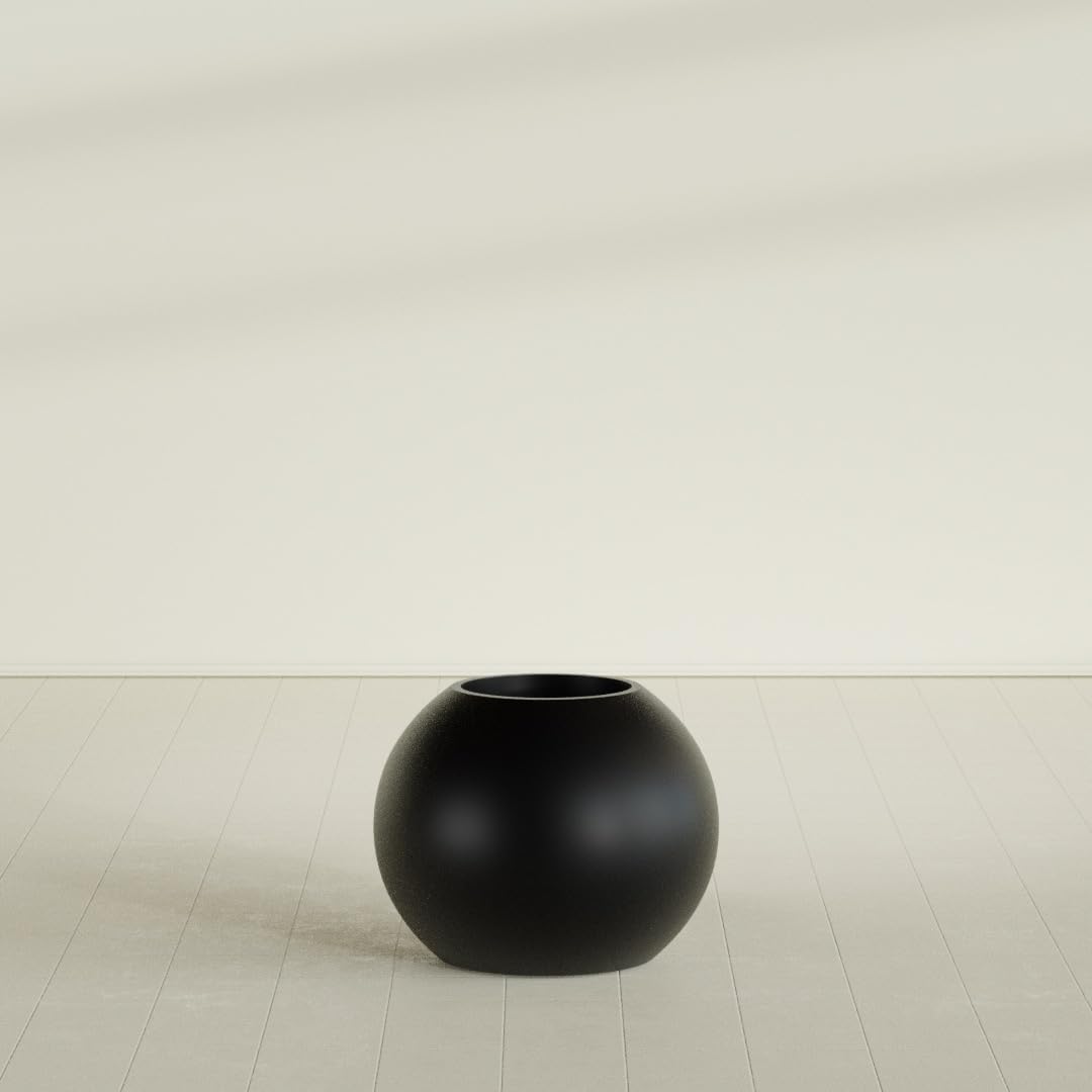Greenline Nala Large Round Sphere Planter, Modern Fiberglass Indoor/Outdoor