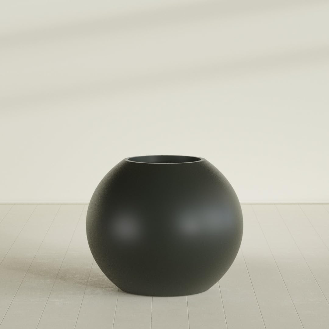 Greenline Nala Large Round Sphere Planter, Modern Fiberglass Indoor/Outdoor
