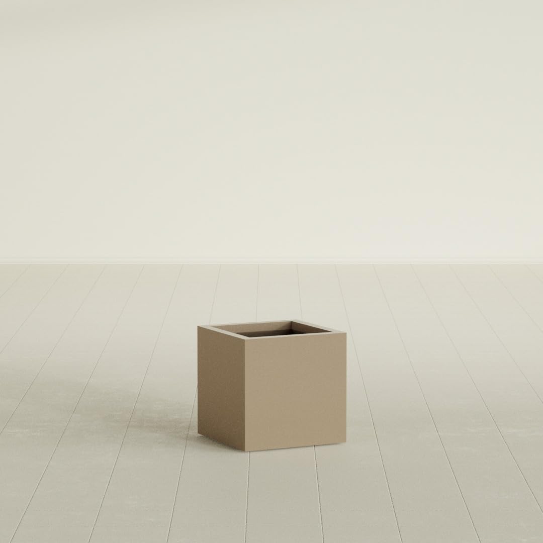 Greenline Jack Large Square Cube Fiberglass Planter, Modern Indoor/Outdoor