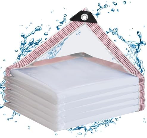 Clear Tarps Heavy Duty Waterproof 8x16FT,Clear Plastic Tarp with Grommets,Transparent PVC Vinyl Tarpaulin for Outdoor,Plant,Garden,Chicken Coop,Patio,Cat Litter