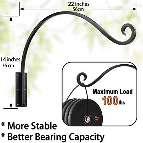 Qiang Ni Heavy-Duty Plant Hanger Outdoor: Hanging Plant Hook for Outside Basket - 22-Inch Wall Mount Plant Bracket for Bird Feeder…