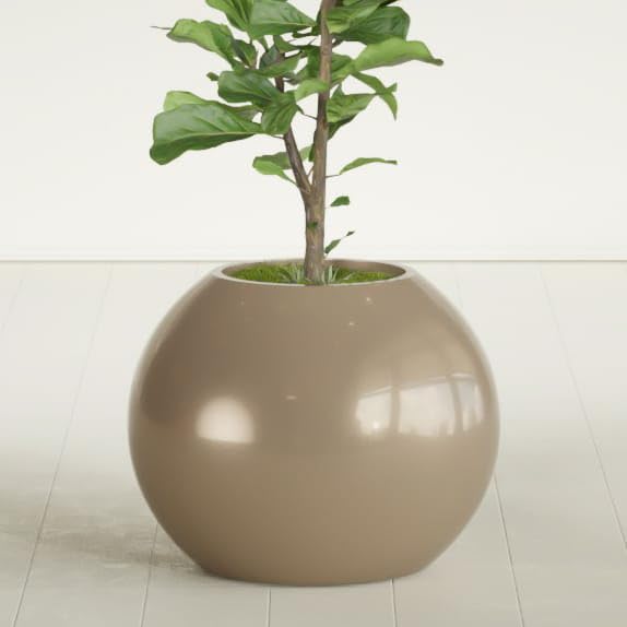 Greenline Nala Large Round Sphere Planter, Modern Fiberglass Indoor/Outdoor