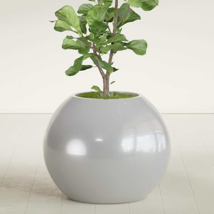 Greenline Nala Large Round Sphere Planter, Modern Fiberglass Indoor/Outdoor