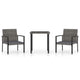 mtlskopl 3-Piece Rattan Outdoor Dining Set, Square Patio Bistro Table and 2 Cofty Chairs with Cushions, Space Saving Gray Wicker Conversation Set for Balcony, Porch and Small Space Backyard