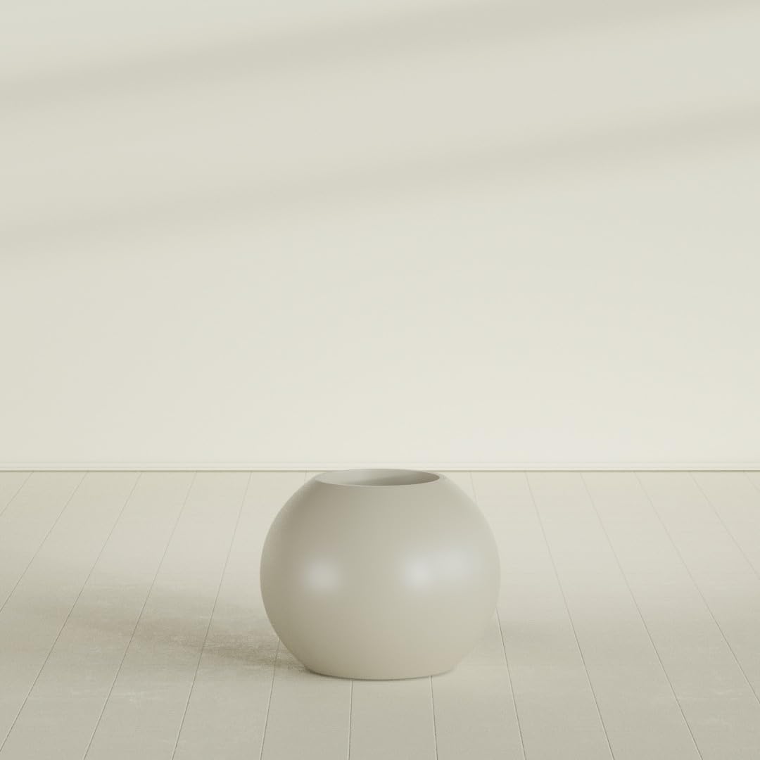 Greenline Nala Large Round Sphere Planter, Modern Fiberglass Indoor/Outdoor